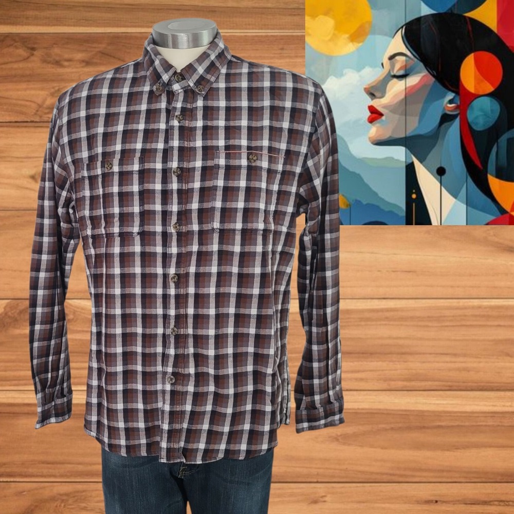 Boston Traders Men's Size L Long Sleeve Shirt Multicolor Checked - Picture 2 of 10